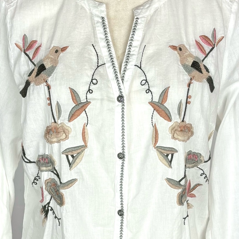 Cream white embroidered shirt